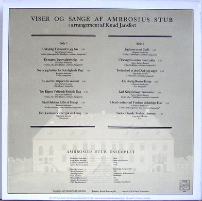 Ambrosius Stub Ensemblet : Ambrosius Stub 1705-1758 Viser Og Sange (LP, Album)