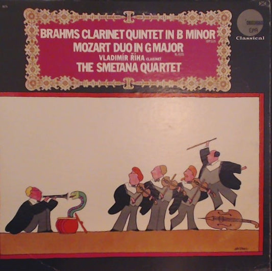 Johannes Brahms / Wolfgang Amadeus Mozart - Vladimír Říha (2), Smetana Quartet : Clarinet Quintet In B Minor Op.115 / Duo In G Minor K.423 (LP, Album)