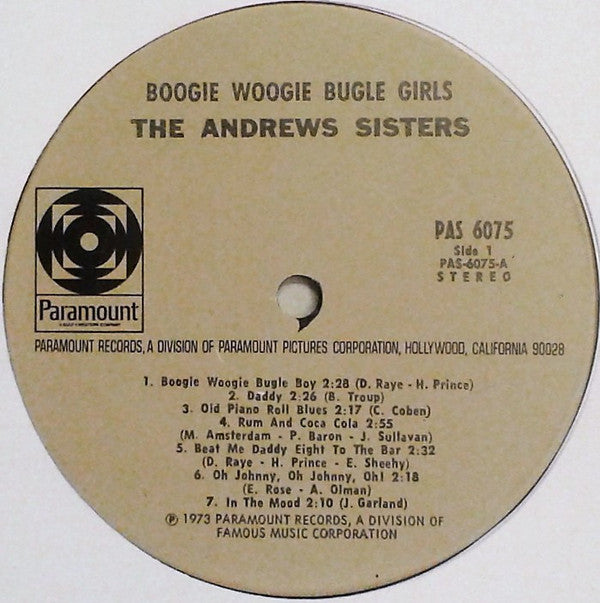 The Andrews Sisters : Boogie Woogie Bugle Girls (LP, Comp)