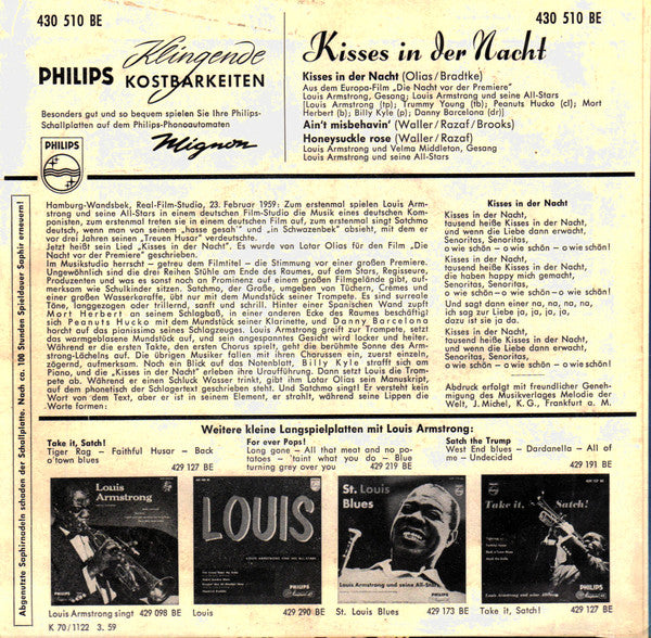 Louis Armstrong : Kisses In Der Nacht (7", EP)