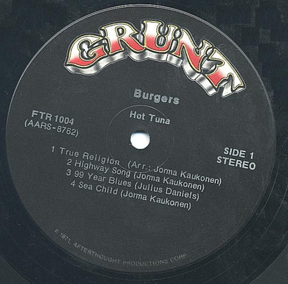 Hot Tuna : Burgers (LP, Album, Ind)