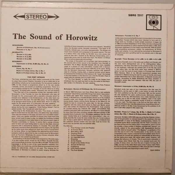 Vladimir Horowitz - Domenico Scarlatti / Franz Schubert / Robert Schumann / Alexander Scriabine : The Sound Of Horowitz (LP)