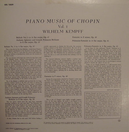 Frédéric Chopin / Wilhelm Kempff : Piano Music Of Chopin Vol. I (LP, RE)