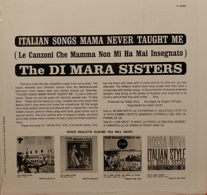 The Di Mara Sisters : Italian Songs Mama Never Taught Me (LP, Album, Mono)