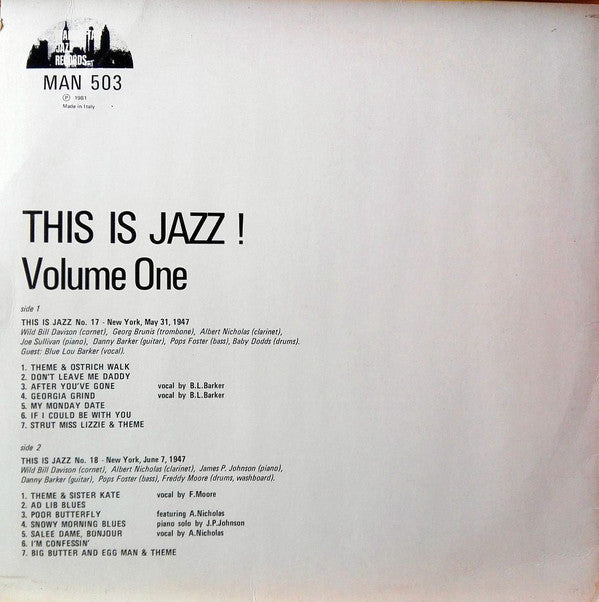 Various : This Is Jazz ! Volume One (LP)