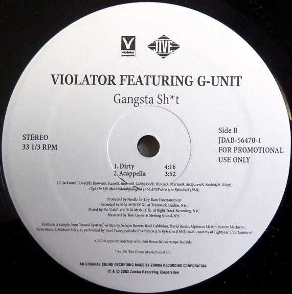 Violator (3) Featuring G-Unit : Gangsta Sh*t (12", Promo)