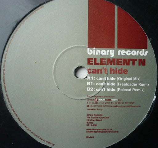 Element N : Can't Hide (12")