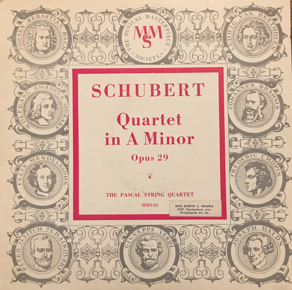 Franz Schubert - Quatuor Pascal : Quartet In A Minor Opus 29 (10", Mono)