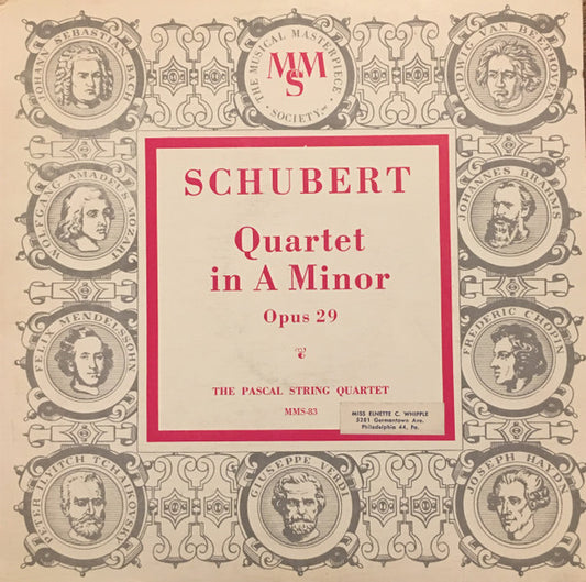 Franz Schubert - Quatuor Pascal : Quartet In A Minor Opus 29 (10", Mono)