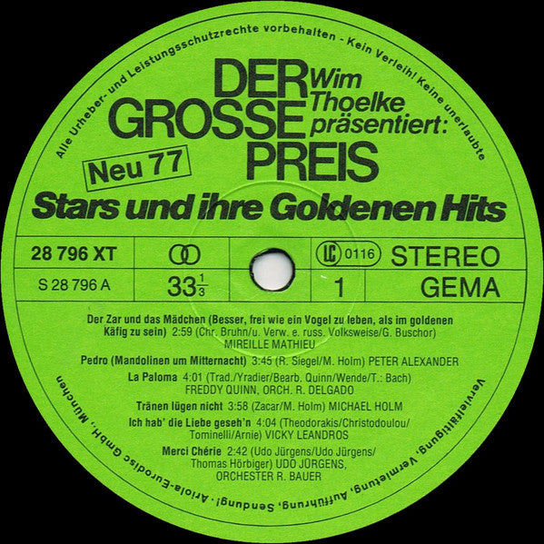 Various : Der Grosse Preis - Wim Thoelke Präsentiert: Stars Und Ihre Goldenen Hits - Neu 77 (LP, Comp)