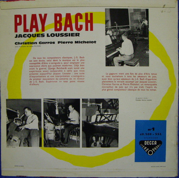 Jacques Loussier, Christian Garros, Pierre Michelot : Play Bach No. 1 (LP)