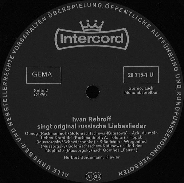 Ivan Rebroff : Original Russische Liebeslieder (LP, Album)