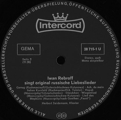 Ivan Rebroff : Original Russische Liebeslieder (LP, Album)