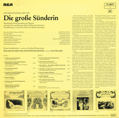 Eduard Künneke : Die Große Sünderin (LP)