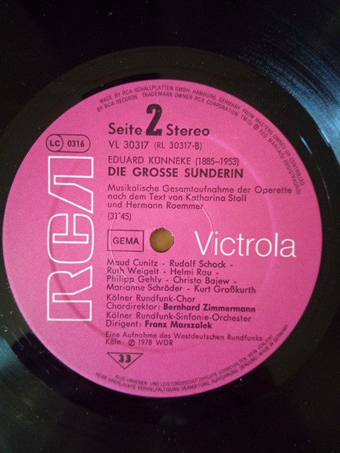 Eduard Künneke : Die Große Sünderin (LP)