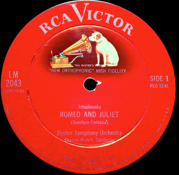 Pyotr Ilyich Tchaikovsky : Boston Symphony Orchestra, Charles Munch : Romeo & Juliet And Francesca Da Rimini  (LP, Album, Mono, Ind)