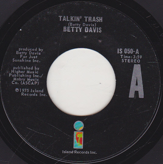 Betty Davis : Talkin' Trash / You And I (7", Single, Styrene)