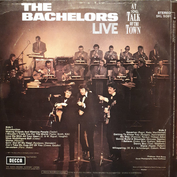 The Bachelors : The Bachelors Live At The Talk Of The Town (LP, Album)