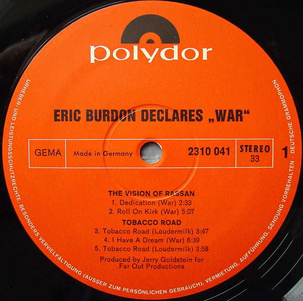 Eric Burdon & War : Eric Burdon Declares "War" (LP, Album)