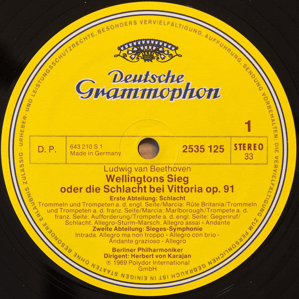 Ludwig van Beethoven, Pyotr Ilyich Tchaikovsky, Don Kosaken Chor Serge Jaroff, Berliner Philharmoniker, Herbert von Karajan : Wellingtons Sieg Oder Die Schlacht Bei Vittoria / Ouvertüre Solennelle »1812« (LP)