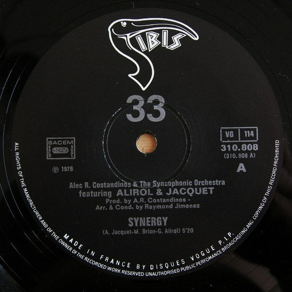 Alec R. Costandinos & The Syncophonic Orchestra Featuring Georges Alirol & Alain Jacquet : Synergy / For Amusement Only (12", Single)