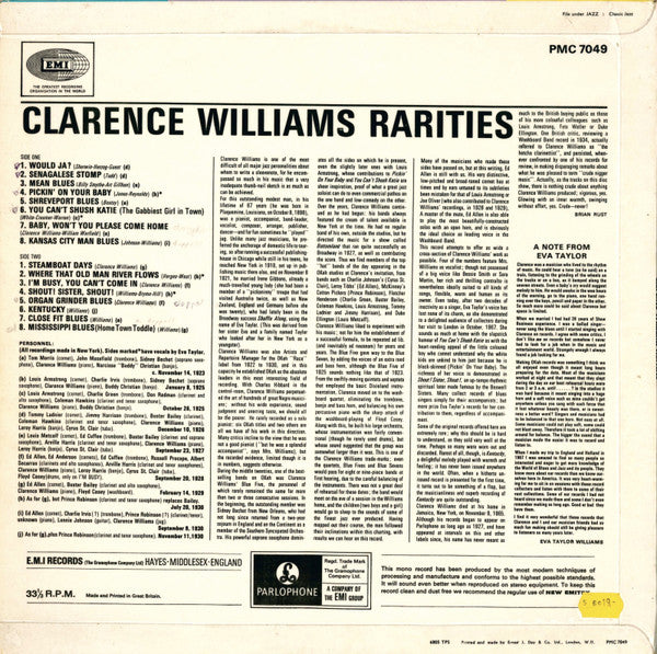 Clarence Williams : Clarence Williams Rarities (LP, Comp, Mono)