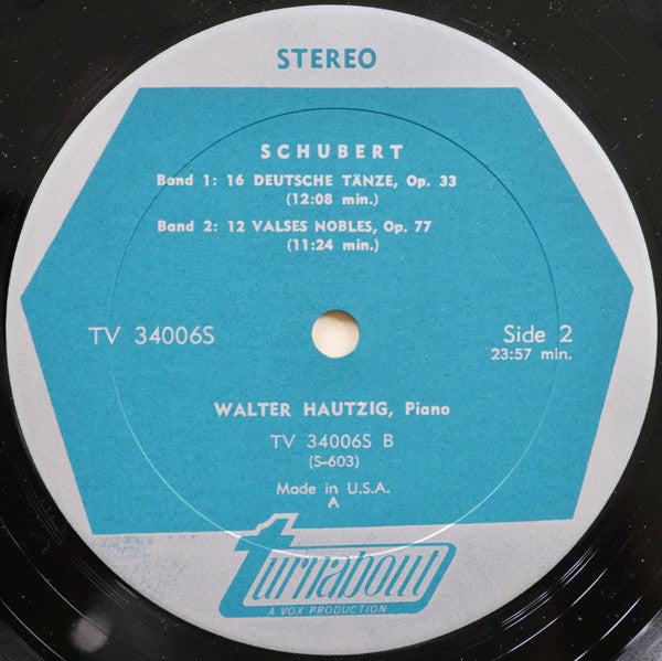 Franz Schubert / Walter Hautzig : 39 Waltzes, Op. 9 / Sixteen German Dances, Op. 33 / Twelve Valses Nobles, Op. 77 (LP)