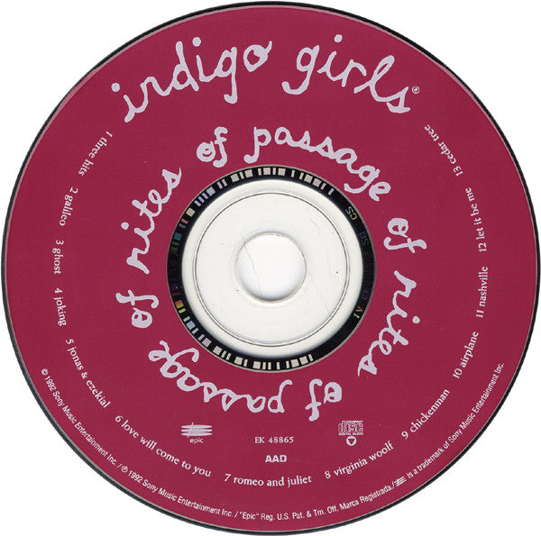 Indigo Girls : Rites Of Passage (CD, Album, DAD)