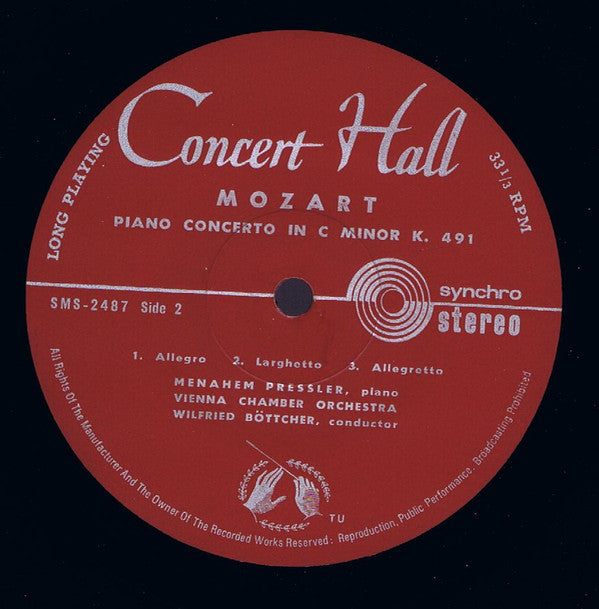 Wolfgang Amadeus Mozart — Menahem Pressler , Klavier - Wiener Kammerorchester - Leitung: Wilfried Boettcher : Klavierkonzerte - In G-dur, K. 453 / In C-moll, K. 491 (LP)