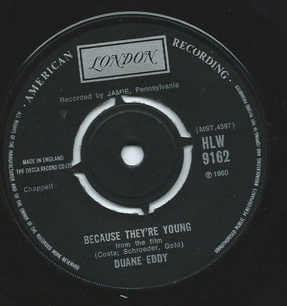 Duane Eddy : Because They're Young (7", Single, RE)