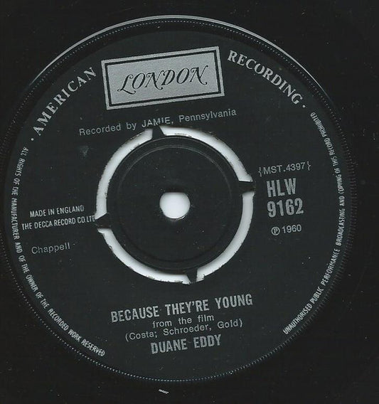 Duane Eddy : Because They're Young (7", Single, RE)