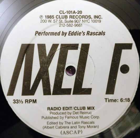 Det Reirruc / Club's Rappers : Axel F / Like Eddie Did (12")