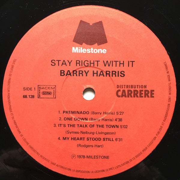 Barry Harris (2) : Stay Right With It (2xLP, Comp, RM, Gat)