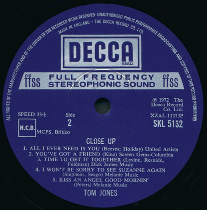 Tom Jones : Close Up (LP, Album, RP)