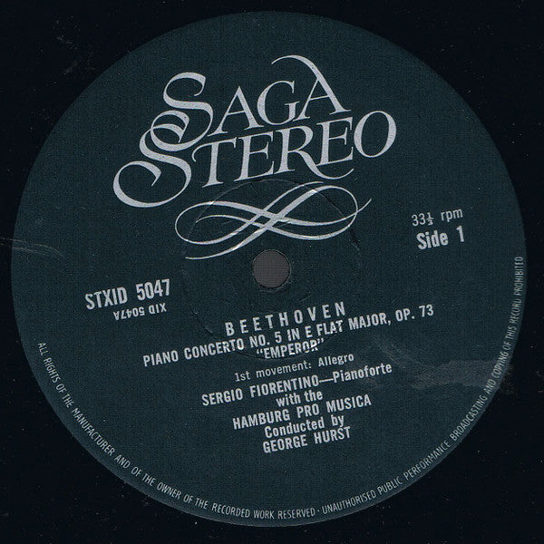 Ludwig van Beethoven / Sergio Fiorentino / George Hurst / The Hamburg Pro Musica : Piano Concerto No. 5 In E Flat Major, Op. 73 "The Emperor" / 32 Variations In C Minor (LP)