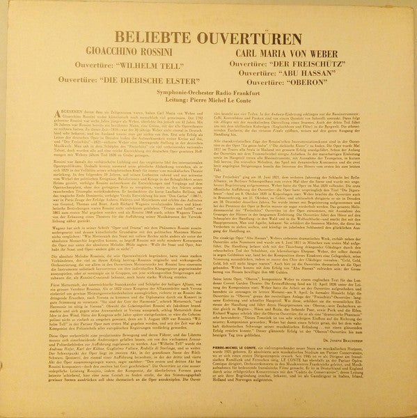 Gioacchino Rossini / Carl Maria Von Weber, Radio-Sinfonie-Orchester Frankfurt, Pierre-Michel Le Conte : Beliebte Ouvertüren (LP)