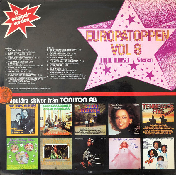 Tony Eyers Singers : Europatoppen Vol.8 (LP, Comp)