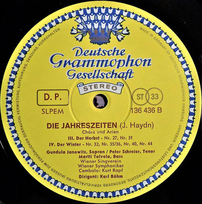 Joseph Haydn - Gundula Janowitz • Peter Schreier • Martti Talvela, Wiener Singverein • Wiener Symphoniker • Karl Böhm : »Die Jahreszeiten« (Chöre Und Arien) (LP)