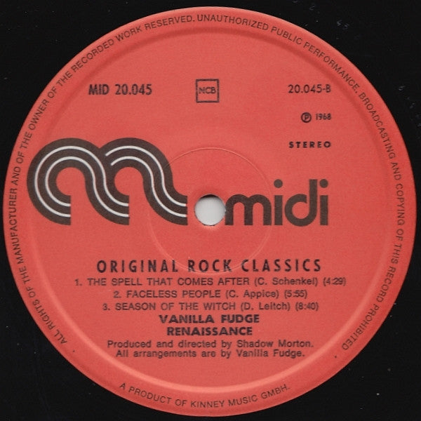 Vanilla Fudge : Renaissance (LP, Album, RE)