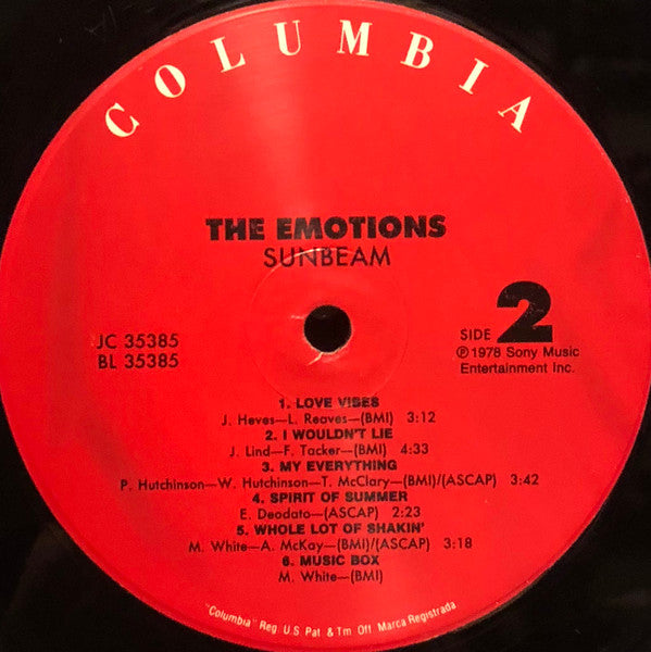 The Emotions : Sunbeam (LP, Album, RE)