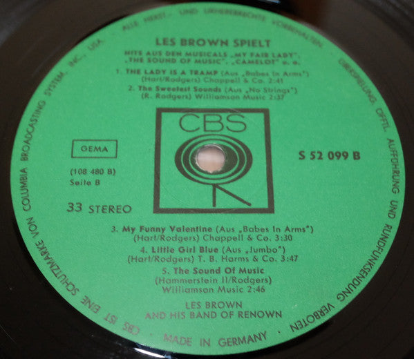 Les Brown And His Band Of Renown : Les Brown Spielt Hits Aus Den Musicals „My Fair Lady“, „The Sound Of Music“, „Camelot“ U.A. (LP, Album)