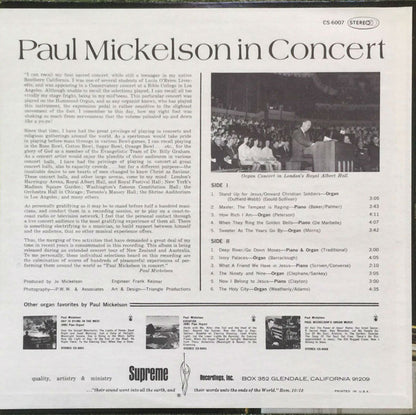 Paul Mickelson : Paul Mickelson In Concert (LP)