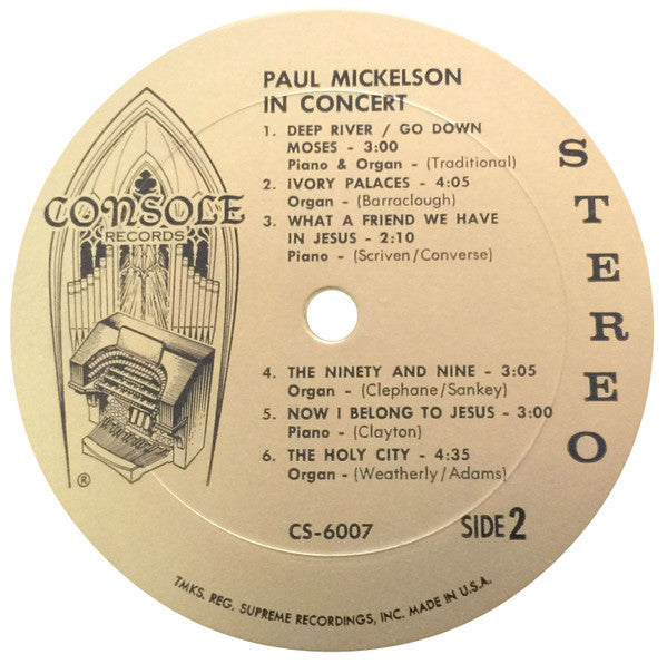 Paul Mickelson : Paul Mickelson In Concert (LP)