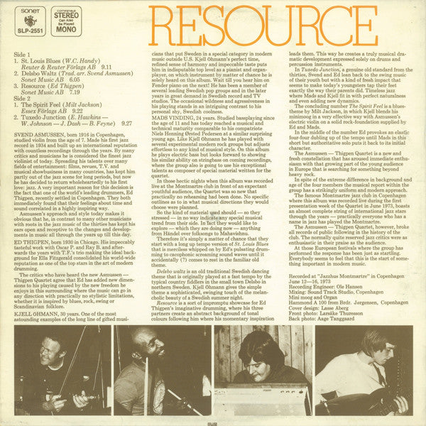 Svend Asmussen / Ed Thigpen Quartet : Resource (LP, Album)