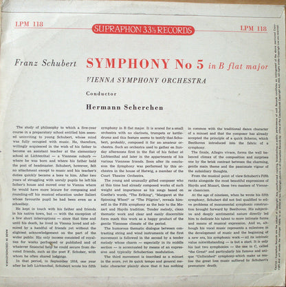 Franz Schubert, Wiener Symphoniker, Hermann Scherchen : Symphony No. 5 In B Flat Major  (10", Mono)