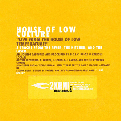 House Of Low Culture : Live From The House Of Low Temperature! (12", S/Sided, Ltd, Cle)