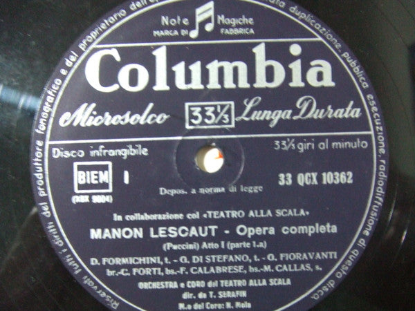 Giacomo Puccini, Maria Callas, Giuseppe di Stefano, Fiorenza Cossotto, Giulio Fioravanti, Dino Formichini, Franco Ventriglia, Norberto Mola, Coro Del Teatro Alla Scala E Tullio Serafin, Orchestra Del Teatro Alla Scala : Manon Lescaut - Teatro Alla Scala (Box + 3xLP)