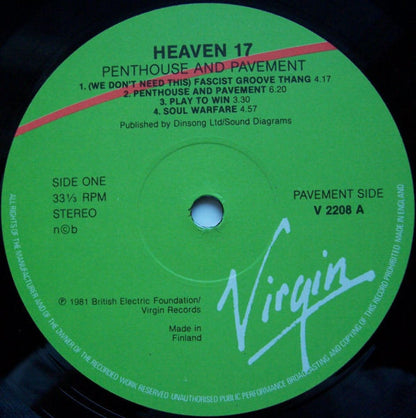 Heaven 17 : Penthouse And Pavement (LP, Album)