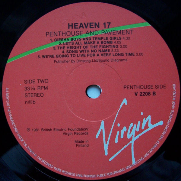 Heaven 17 : Penthouse And Pavement (LP, Album)