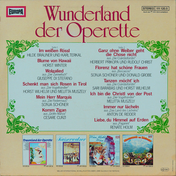 Various : Wunderland Der Operette (LP, Comp)